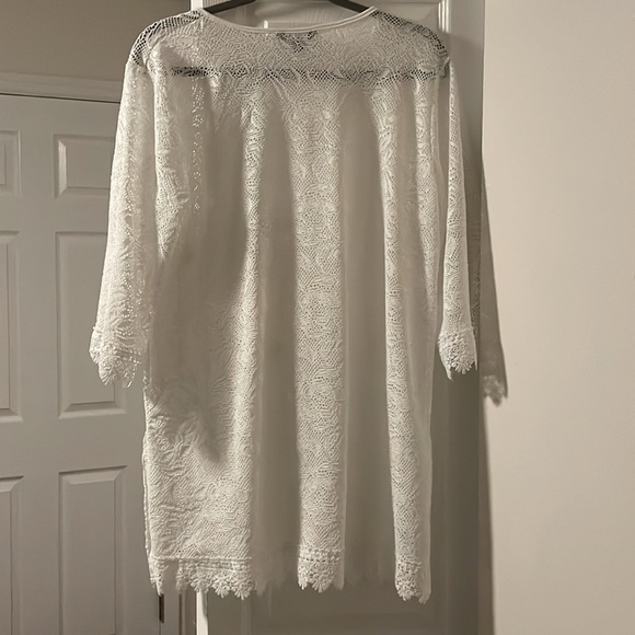 CLUB Z COLLECTION Lace hem flowers Beach Dress Coverup White Woman’s Size L - Picture 9 of 9